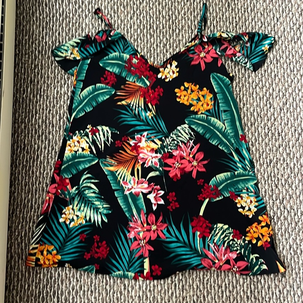 SHEIN tropical off the shoulder dress